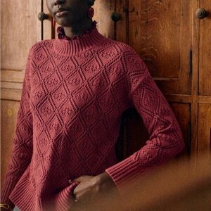 Sezane Laurie Knit Ruffle Mock Neck Sweater, Size M